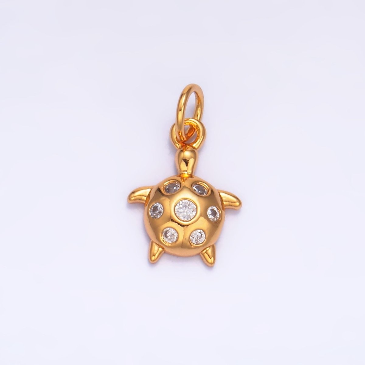 24K Gold plated CZ Turtle Tortoise Sea Animal Mini Charm | W327 - DLUXCA