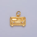 24K Gold plated CZ Vintage Music Radio Charm in Gold & Silver | W414 