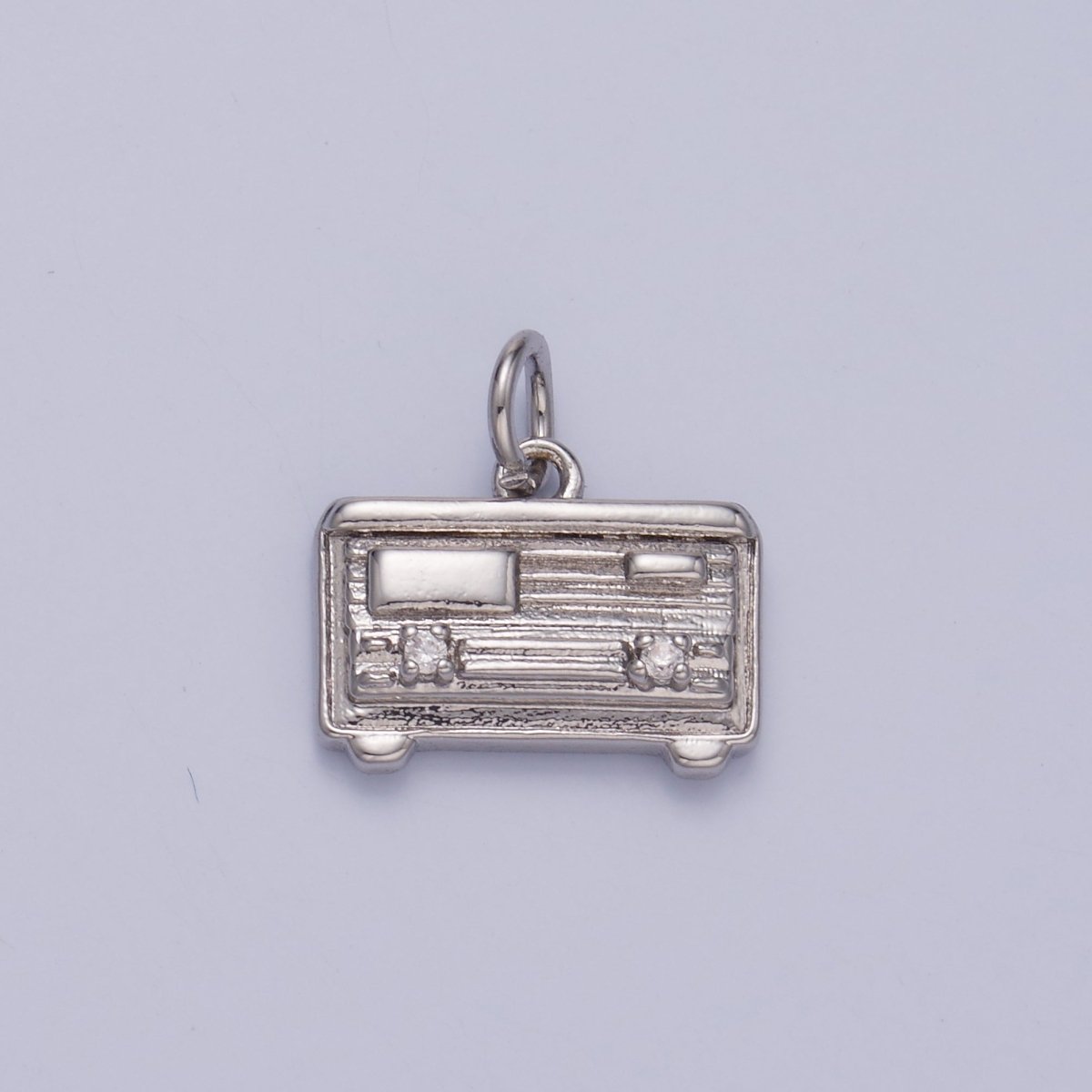 24K Gold plated CZ Vintage Music Radio Charm in Gold & Silver | W414 