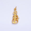 24K Gold plated CZ Violin Cello Music Instrument Charm in Gold & Silver | W369