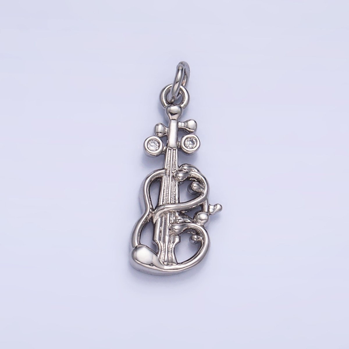 24K Gold plated CZ Violin Cello Music Instrument Charm in Gold & Silver | W369
