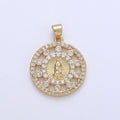 24k Gold plated CZ Virgin Mary Pendant, Lady Guadalupe Cubic Zirconia Charm, Mother of God Medallion, Rosary Charm for Necklace I-642 - DLUXCA