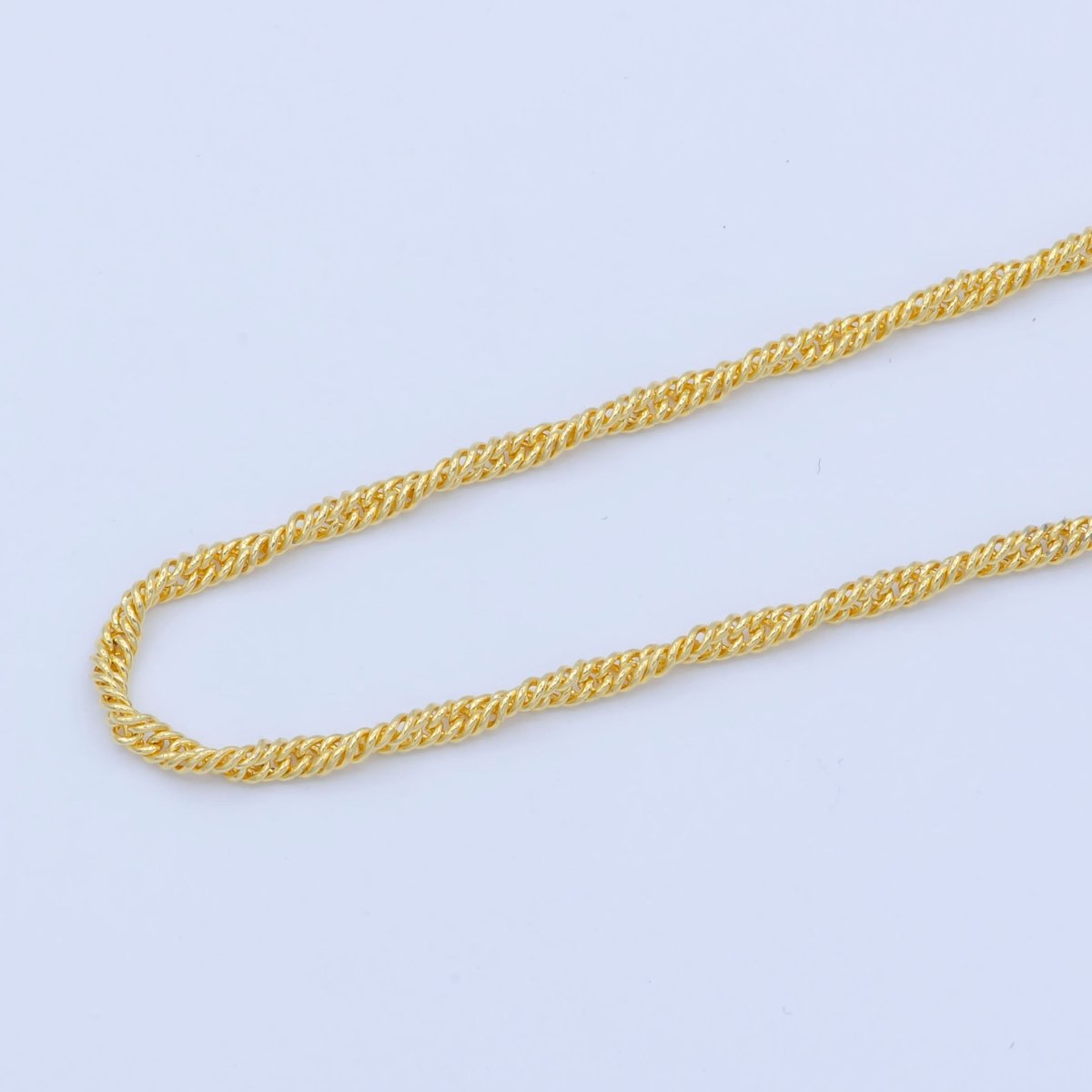 24K Gold plated Dainty 1.5mm Twisted Singapore 18 Inch Layering Chain Necklace | WA-195 Clearance Pricing - DLUXCA