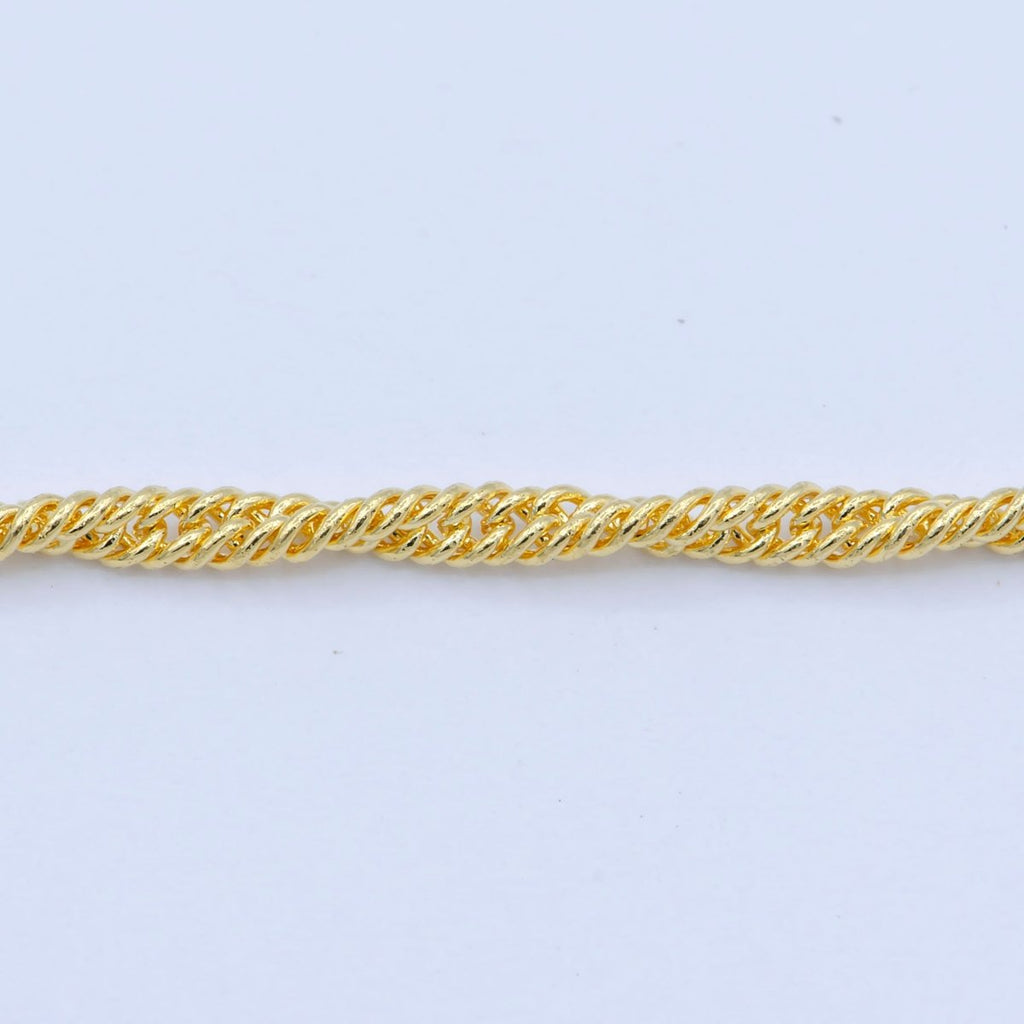 24K Gold plated Dainty 1.5mm Twisted Singapore 18 Inch Layering Chain Necklace | WA-195 Clearance Pricing - DLUXCA