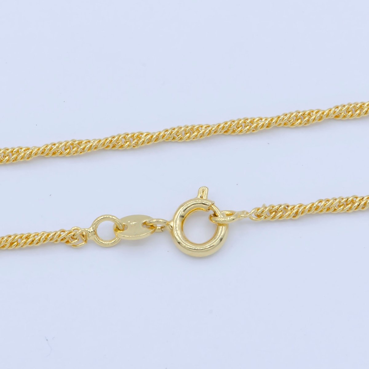 24K Gold plated Dainty 1.5mm Twisted Singapore 18 Inch Layering Chain Necklace | WA-195 Clearance Pricing - DLUXCA