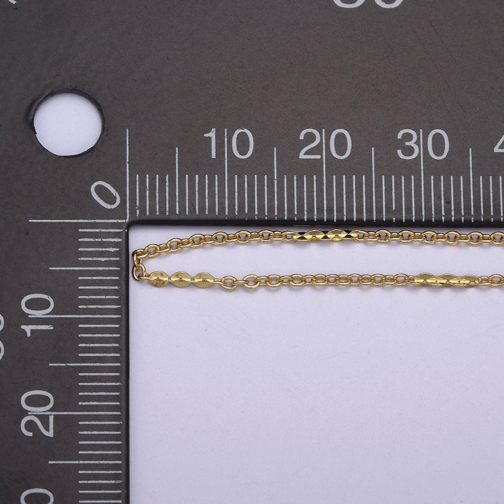 24K Gold plated Dainty 1.5mm Width Link Chain, Unique Rolo Unfinished Chain in Gold & Silver Color, Chain For Jewelry Making | ROLL-692, ROLL-693 Clearance Pricing - DLUXCA
