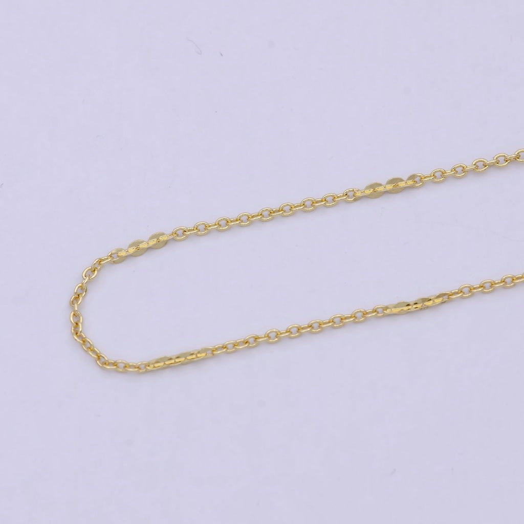 24K Gold plated Dainty 1.5mm Width Link Chain, Unique Rolo Unfinished Chain in Gold & Silver Color, Chain For Jewelry Making | ROLL-692, ROLL-693 Clearance Pricing - DLUXCA
