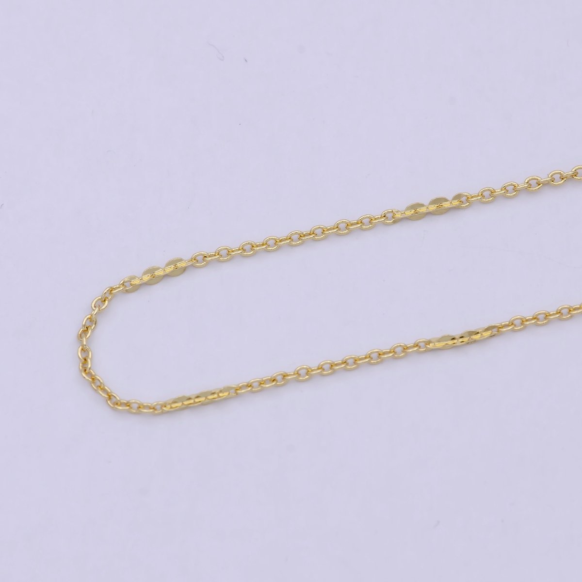 24K Gold plated Dainty 1.5mm Width Link Chain, Unique Rolo Unfinished Chain in Gold & Silver Color, Chain For Jewelry Making | ROLL-692, ROLL-693 Clearance Pricing - DLUXCA
