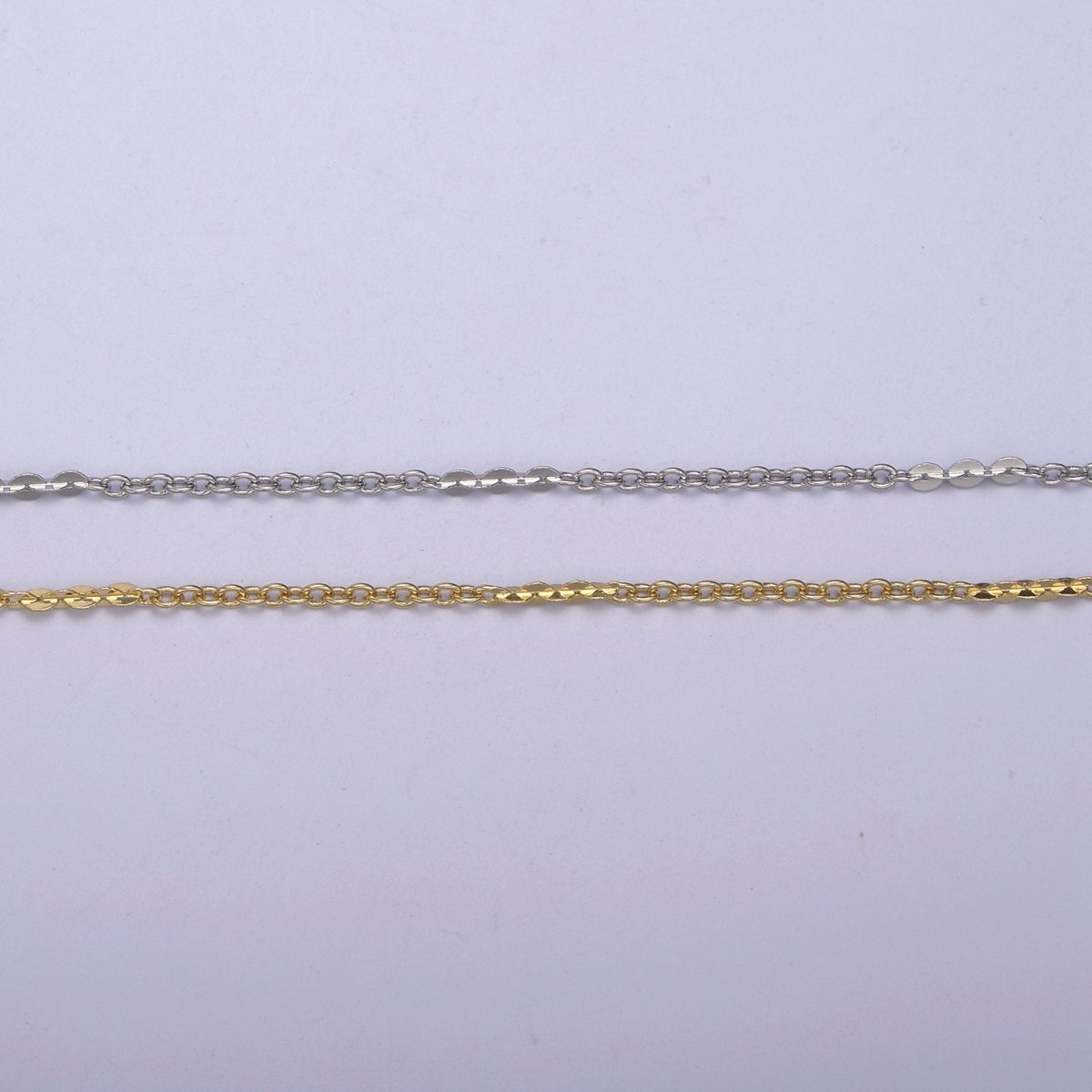 24K Gold plated Dainty 1.5mm Width Link Chain, Unique Rolo Unfinished Chain in Gold & Silver Color, Chain For Jewelry Making | ROLL-692, ROLL-693 Clearance Pricing - DLUXCA