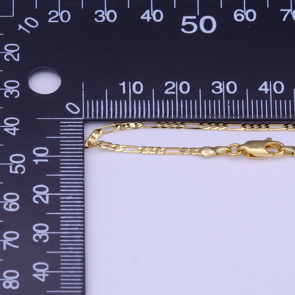24K Gold plated Dainty 1.8mm Figaro Chain 15.5 Inch Choker Necklace | WA-1455 Clearance Pricing - DLUXCA