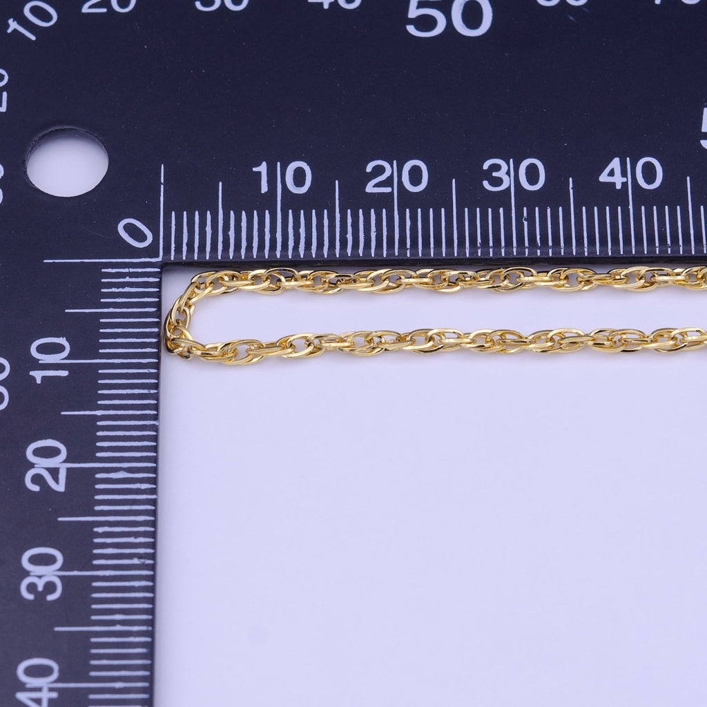 24K Gold plated Dainty 2mm Espiga Link Connecting 16.25 Inch Chain Necklace | WA-1453 Clearance Pricing - DLUXCA