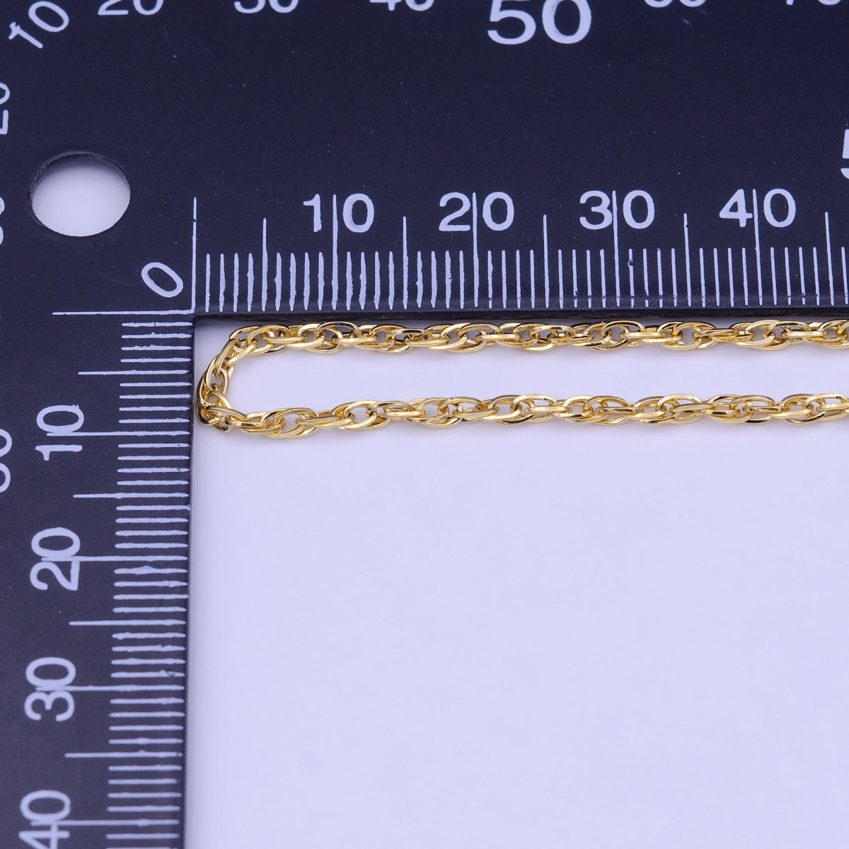 24K Gold plated Dainty 2mm Espiga Link Connecting 16.25 Inch Chain Necklace | WA-1453 Clearance Pricing - DLUXCA