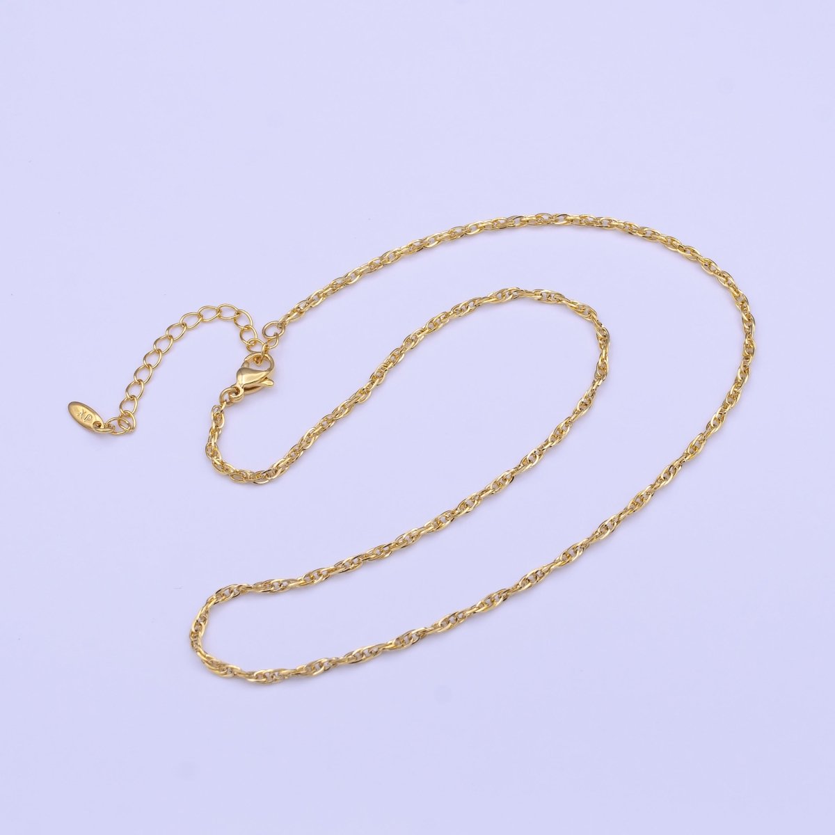 24K Gold plated Dainty 2mm Espiga Link Connecting 16.25 Inch Chain Necklace | WA-1453 Clearance Pricing - DLUXCA
