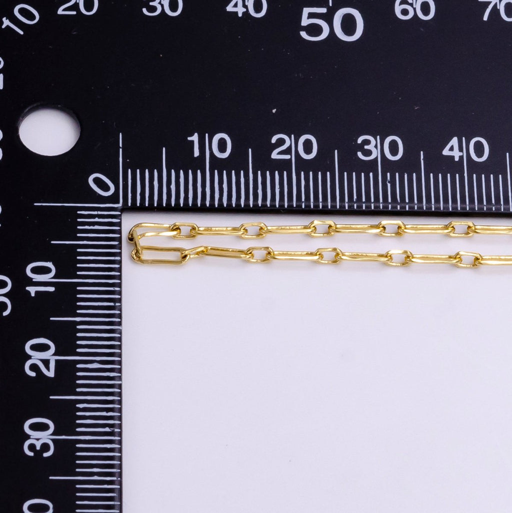 24K Gold plated Dainty 2mm Paperclip Cable Link Unfinished Chain For Jewelry Making | ROLL-1380 Clearance Pricing - DLUXCA