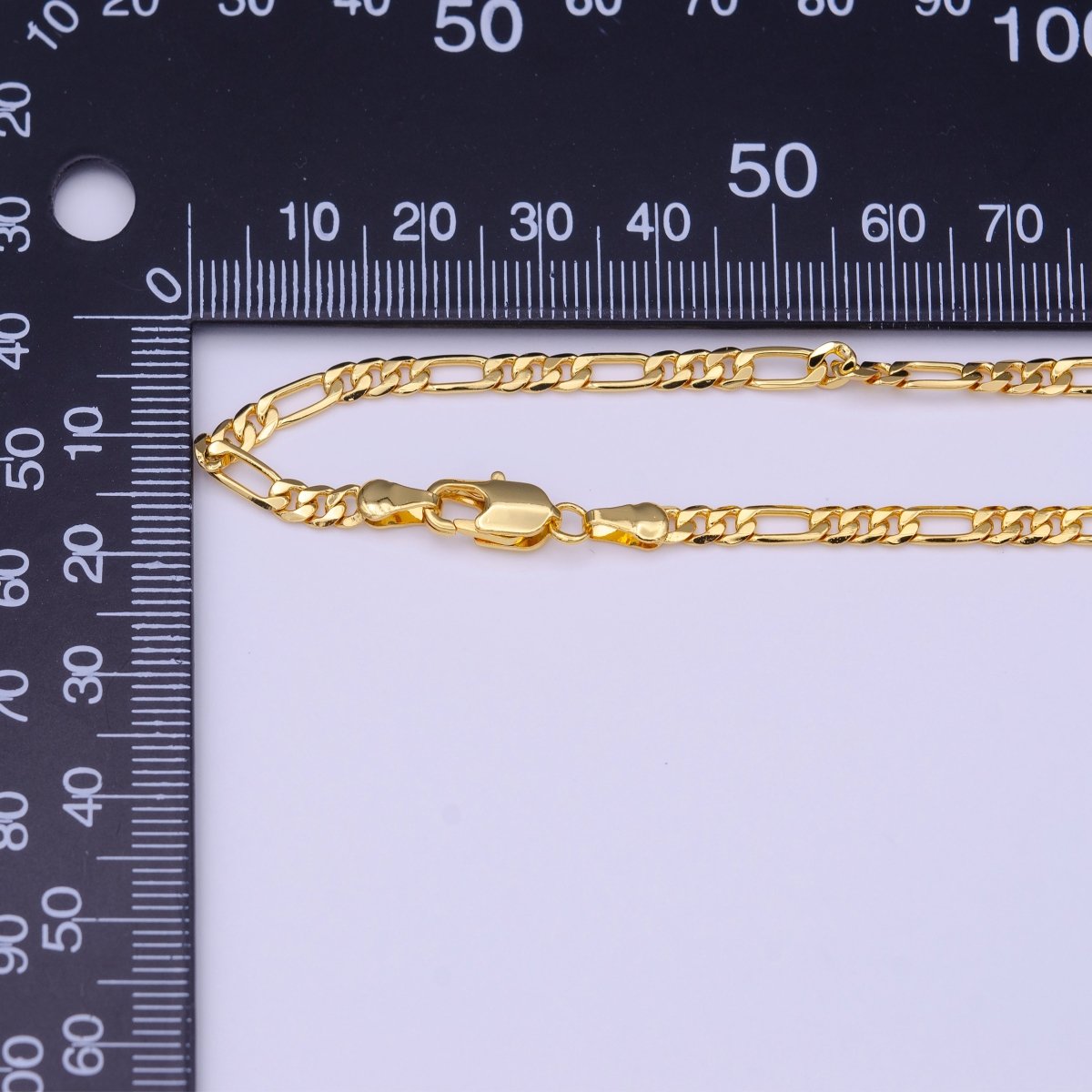 24K Gold plated Dainty 3.3mm Figaro Chain 18 Inch Choker Necklace | WA-1466 Clearance Pricing - DLUXCA