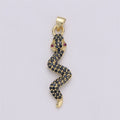24K Gold plated Dainty Black Snake Pendant with Micro Pave Pink Cubic Zirconia CZ Stone for Necklace or Bracelet I-573 - DLUXCA