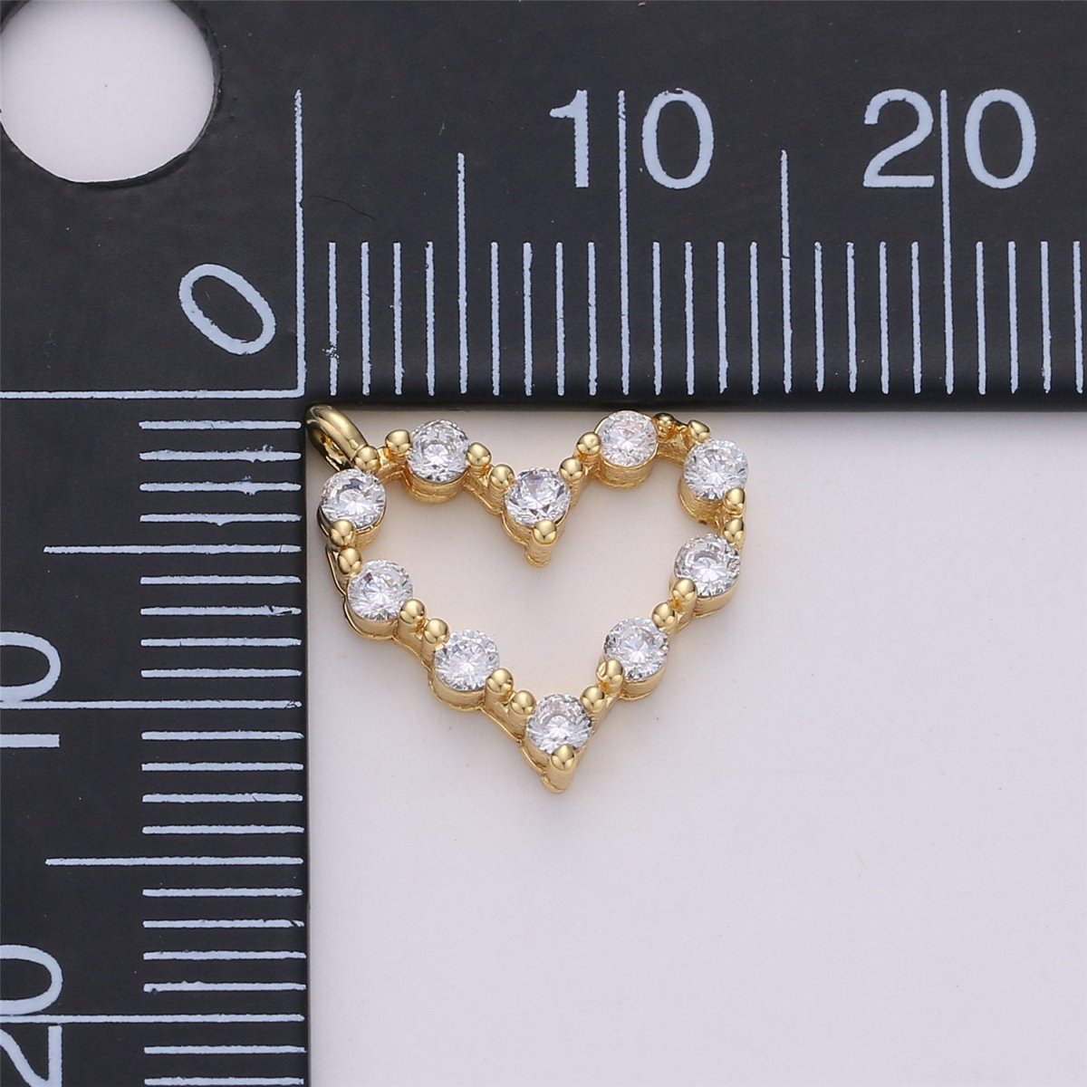 24K Gold plated Dainty Cute Heart Charm with Love Micro Pave Cubic Zirconia CZ Stone for Necklace or Bracelet, C-887 - DLUXCA