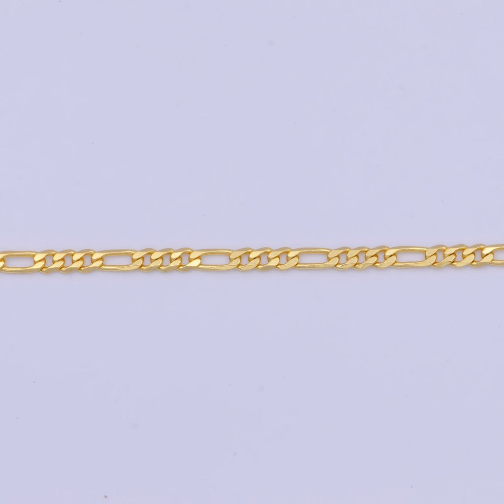 24K Gold plated Dainty Figaro Chain Minimalist Necklace, Unisex Figaro Chain Necklace 2.4mm Width Ready to Wear | WA-1130 Clearance Pricing - DLUXCA