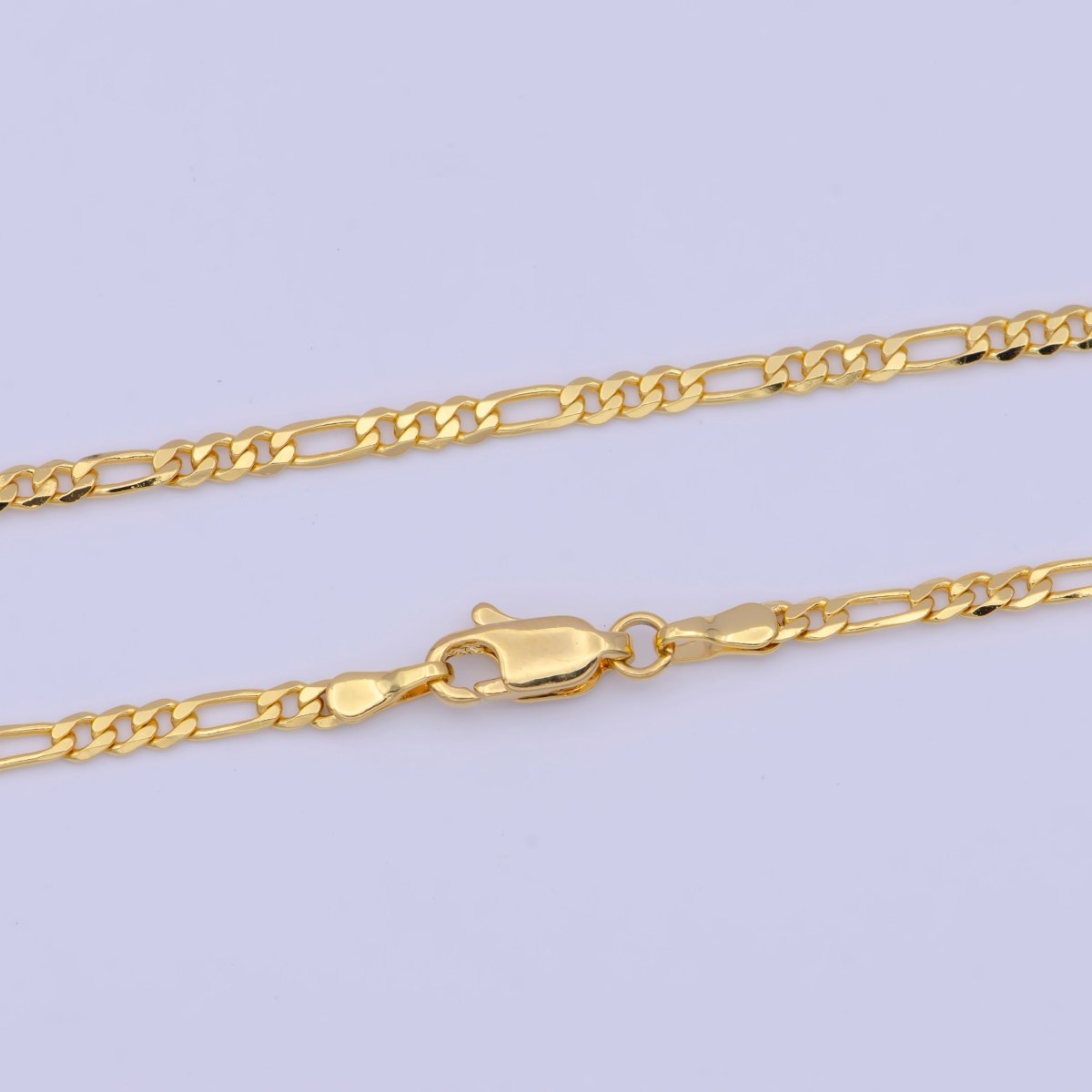 24K Gold plated Dainty Figaro Chain Minimalist Necklace, Unisex Figaro Chain Necklace 2.4mm Width Ready to Wear | WA-1130 Clearance Pricing - DLUXCA