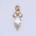 24K Gold plated Dainty Marquise Triple Clear CZ Add-On Charm in Gold & Silver | AC611 AC612 - DLUXCA