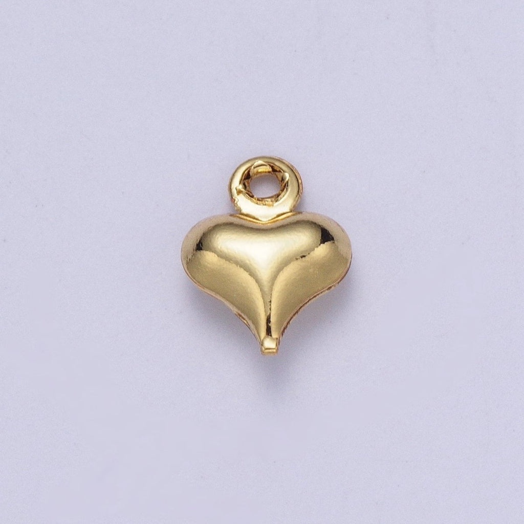 24K Gold plated Dainty Minimalist Heart Love Charm, Small Simple Gold Heart Love For Jewelry Making AG-092 - DLUXCA