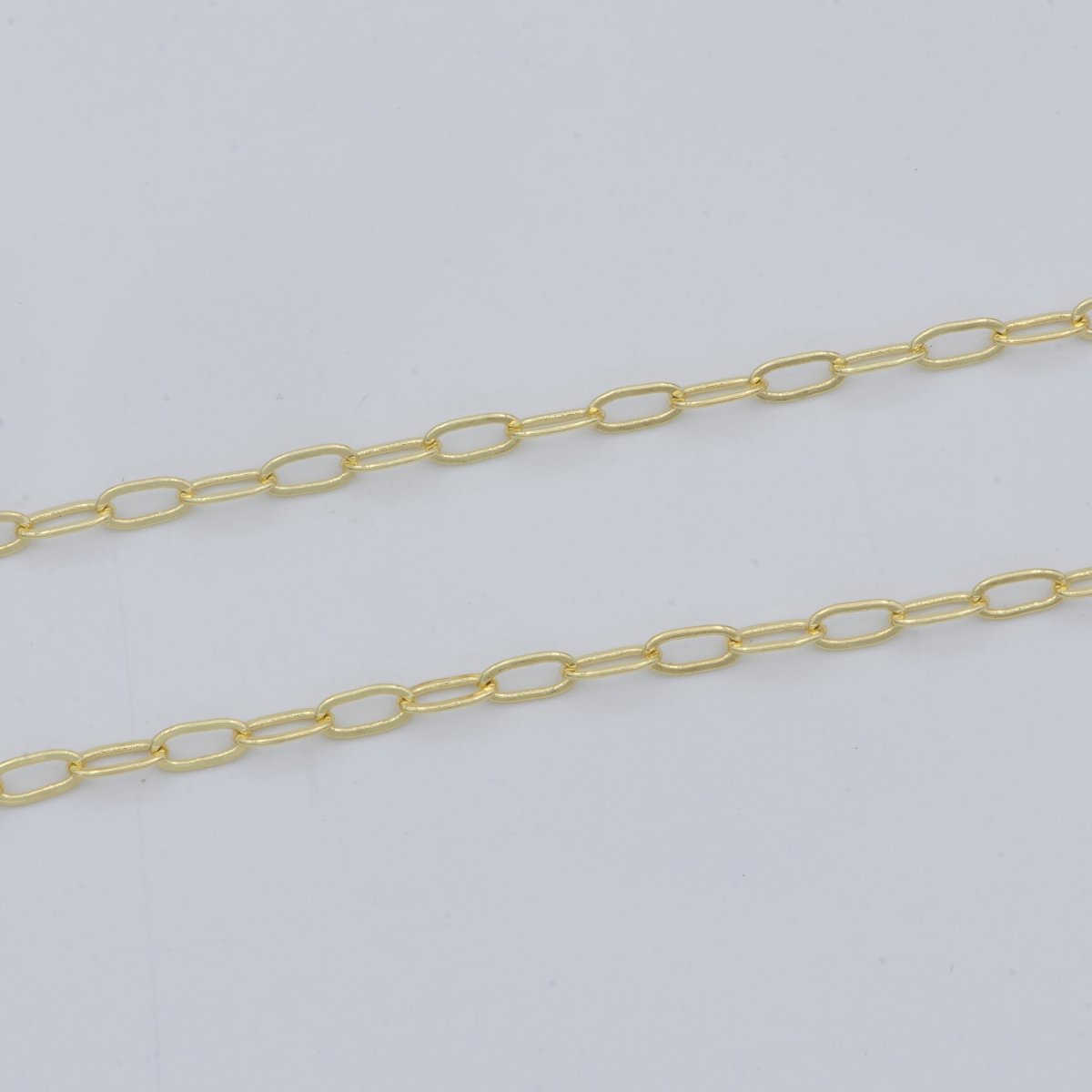 24K Gold plated Dainty Oval Rolo Gold Chain by Yard, Oval Link, Wholesale bulk Roll Chain for Jewelry Making, Width 2.4mm | ROLL-471 Clearance Pricing - DLUXCA
