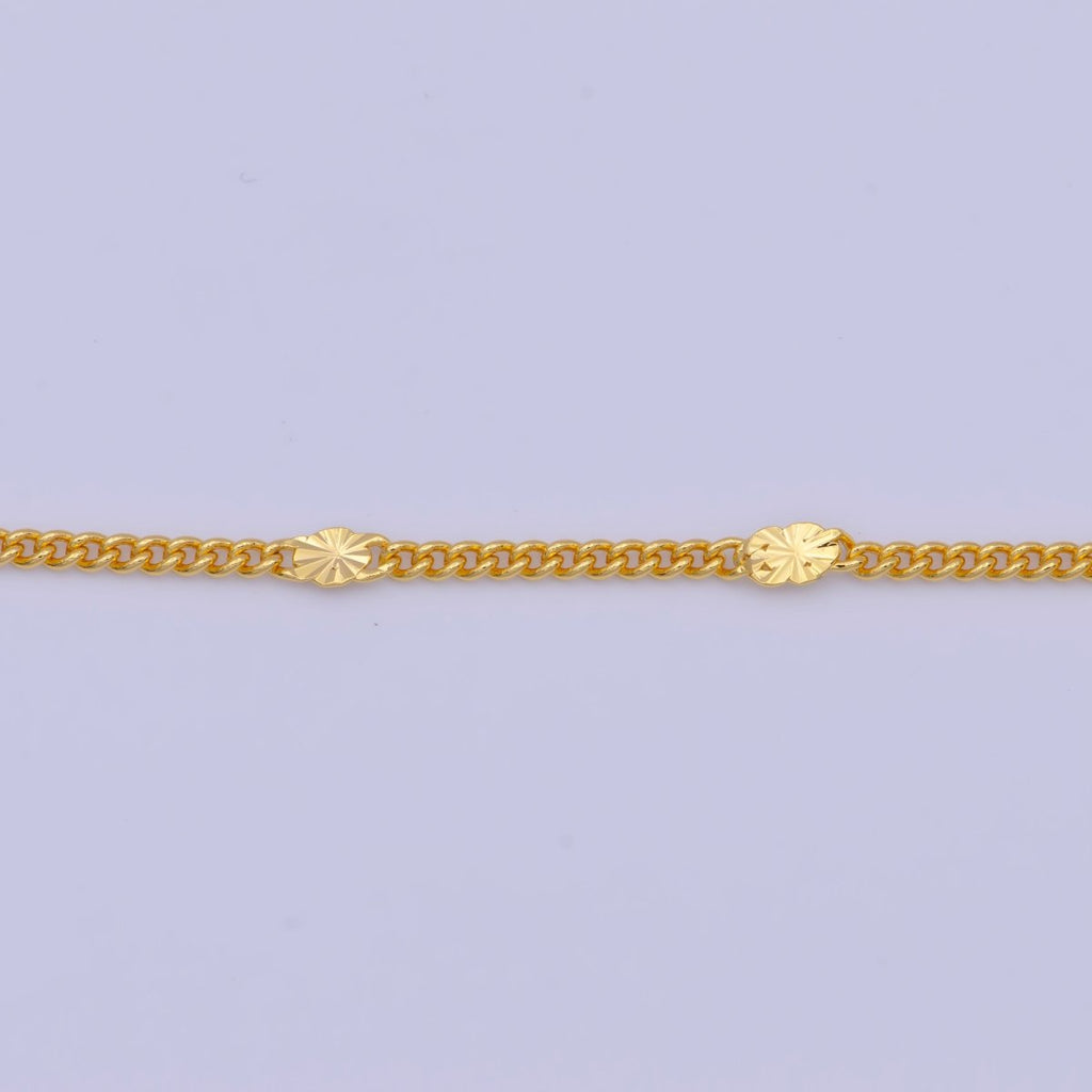 24K Gold plated Dainty Sunburst Curb Chain Minimalist Necklace Satellite Chain Necklace 1.6mm Width Ready to Wear | WA-1128 WA-1127 Clearance Pricing - DLUXCA