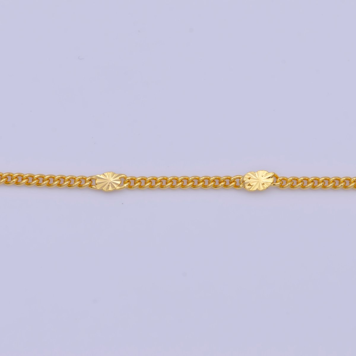 24K Gold plated Dainty Sunburst Curb Chain Minimalist Necklace Satellite Chain Necklace 1.6mm Width Ready to Wear | WA-1128 WA-1127 Clearance Pricing - DLUXCA
