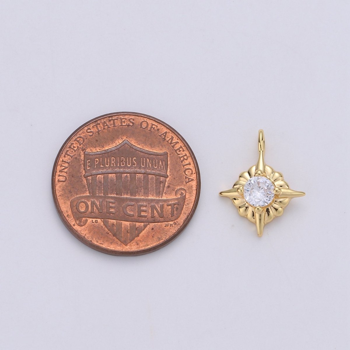 24K Gold plated Dainty Tiny Sparkling Star Celestial Charm with Micro Pave Cubic Zirconia CZ Stone for Necklace or Bracelet C-890 - DLUXCA