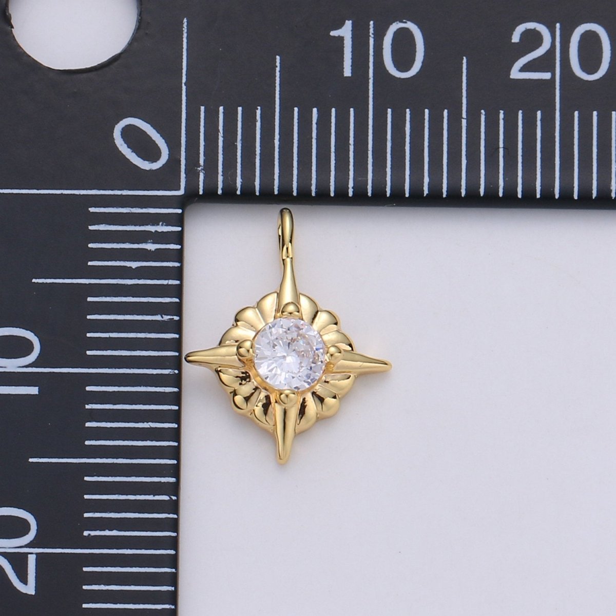 24K Gold plated Dainty Tiny Sparkling Star Celestial Charm with Micro Pave Cubic Zirconia CZ Stone for Necklace or Bracelet C-890 - DLUXCA
