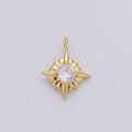 24K Gold plated Dainty Tiny Sparkling Star Celestial Charm with Micro Pave Cubic Zirconia CZ Stone for Necklace or Bracelet C-890 - DLUXCA