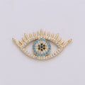 24K Gold plated Dainty Turquoise Evil Eye Connector with Micro Pave Cubic Zirconia CZ Stone for Amulet Necklace or Bracelet F-352 - DLUXCA