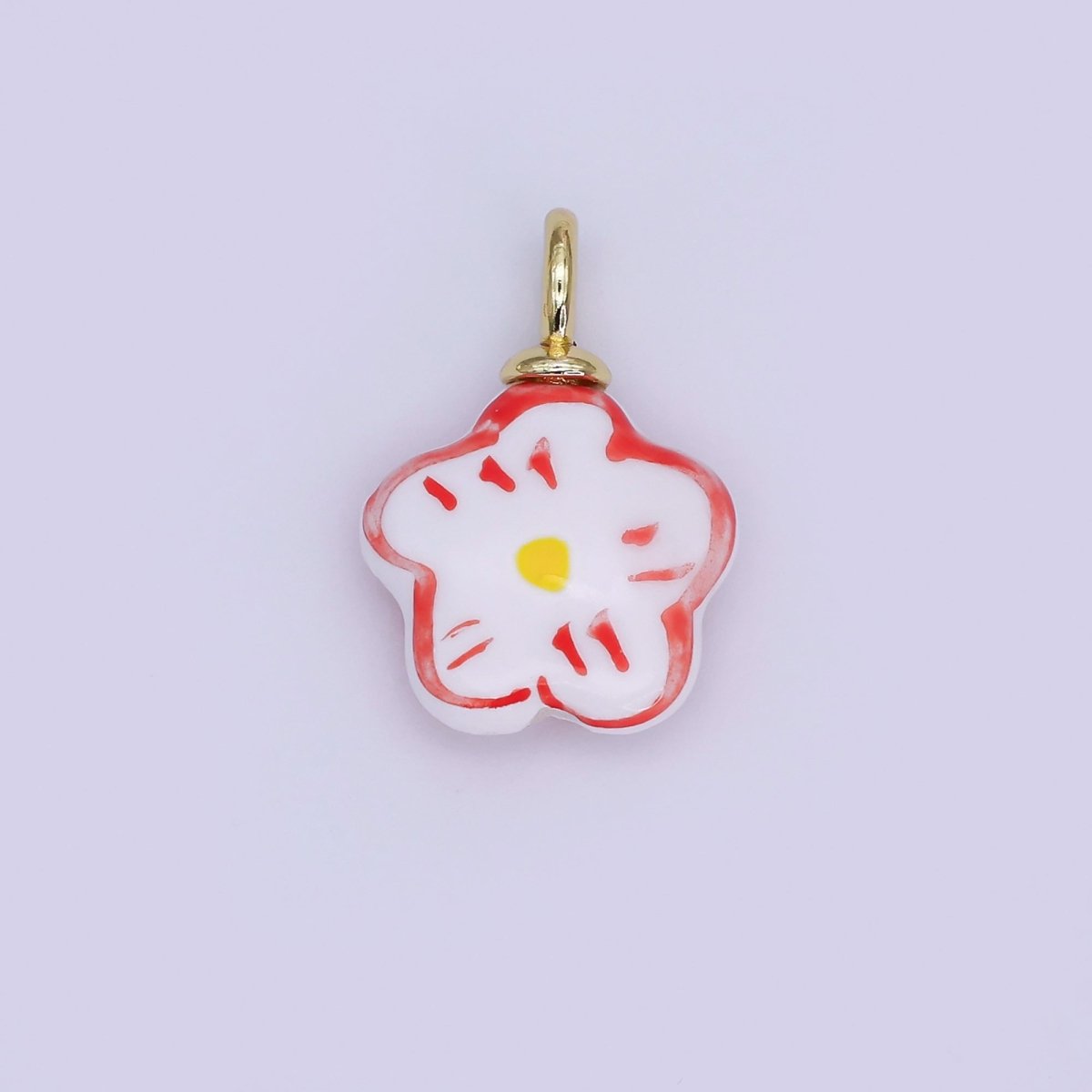 24K Gold plated Daisy Flower Ceramic Drop Pendant | N049 - N051 