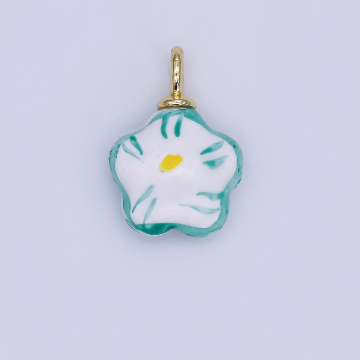 24K Gold plated Daisy Flower Ceramic Drop Pendant | N049 - N051 