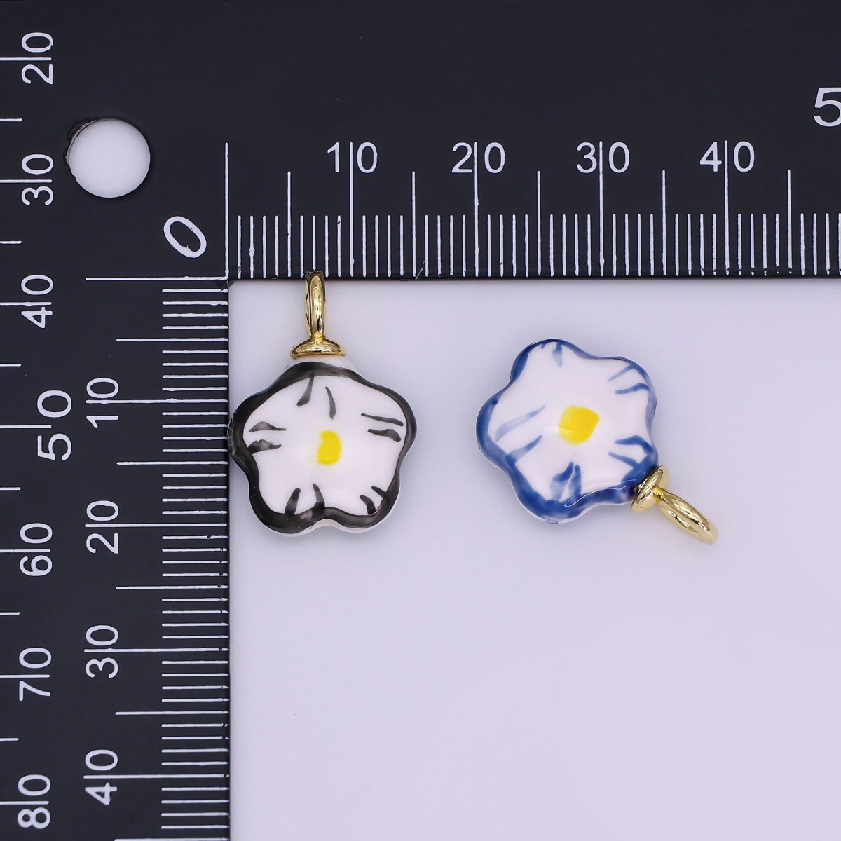 24K Gold plated Daisy Flower Ceramic Drop Pendant | N049 - N051 