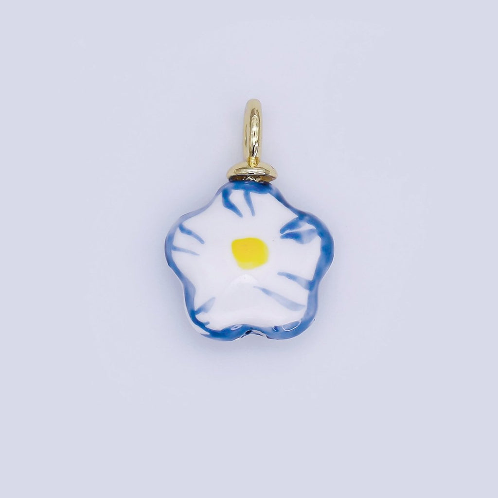24K Gold plated Daisy Flower Ceramic Drop Pendant | N049 - N051 