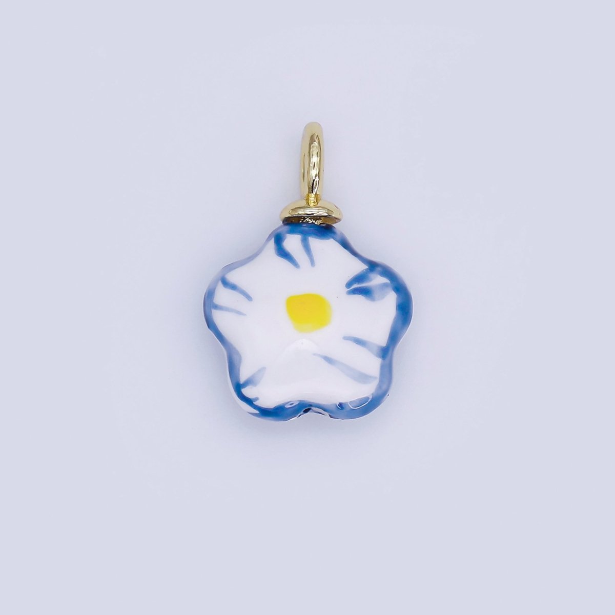 24K Gold plated Daisy Flower Ceramic Drop Pendant | N049 - N051 