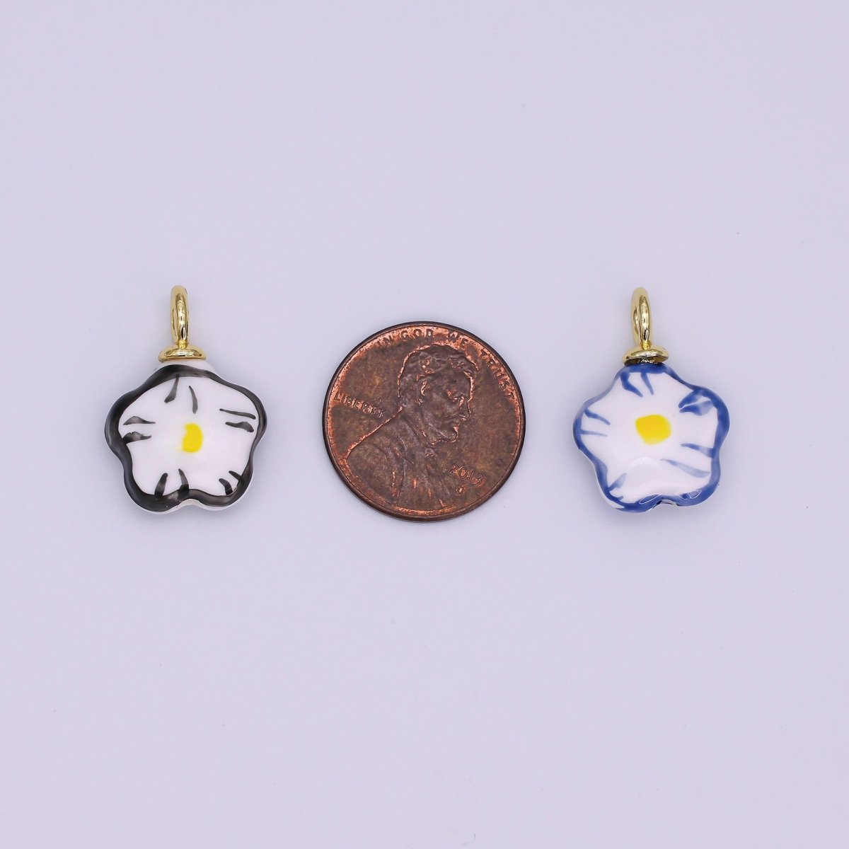24K Gold plated Daisy Flower Ceramic Drop Pendant | N049 - N051 