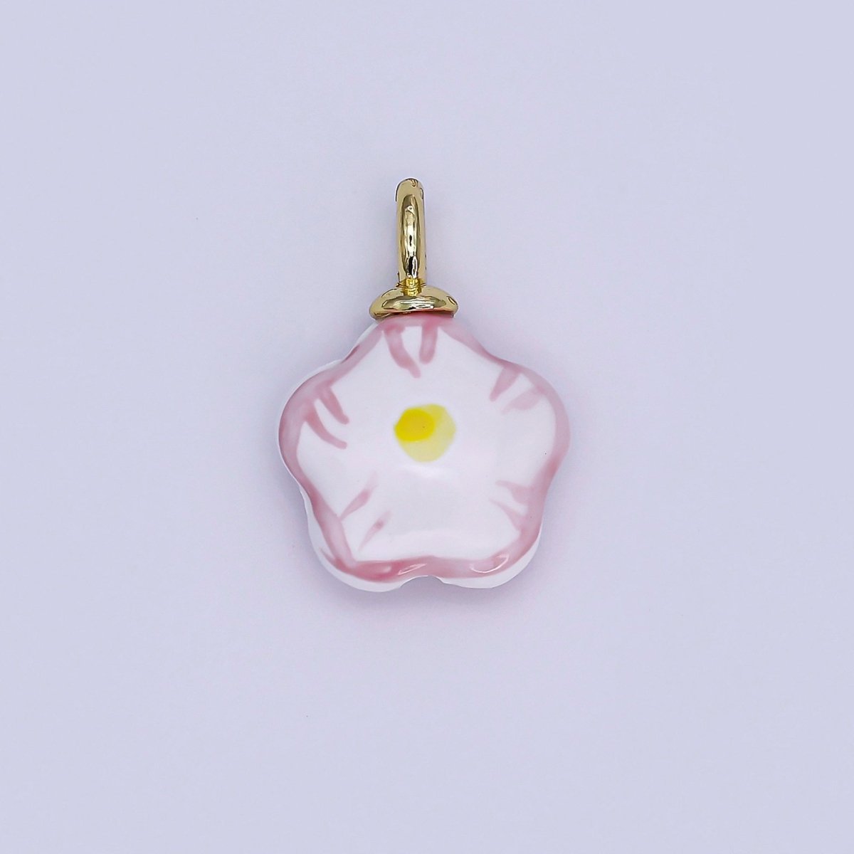 24K Gold plated Daisy Flower Ceramic Drop Pendant | N049 - N051 