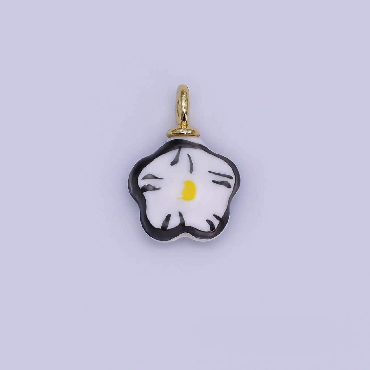 24K Gold plated Daisy Flower Ceramic Drop Pendant | N049 - N051 