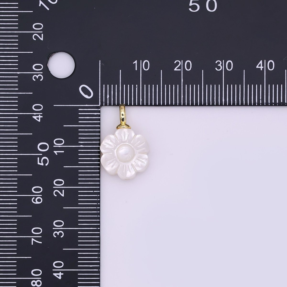 24K Gold plated Daisy Flower Shell Pearl Drop Pendant | P1636 - DLUXCA