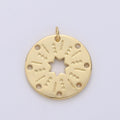24k Gold plated Datiny Gold Star charm, Disc charm Bohemian charms, Celestial Jewelry DIY bracelet charm Necklace Charm D-537 - DLUXCA