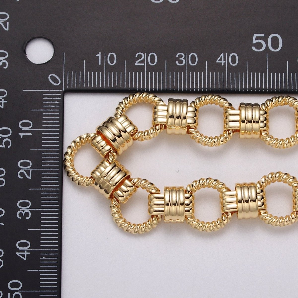 24k Gold plated Designed Twisted Rolo Statement 13mm Unfinished Chain in Gold & Silver | ROLL-1121, ROLL-1191 Clearance Pricing