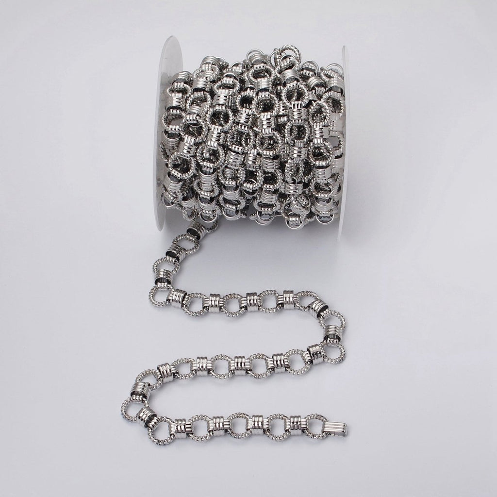 24k Gold plated Designed Twisted Rolo Statement 13mm Unfinished Chain in Gold & Silver | ROLL-1121, ROLL-1191 Clearance Pricing
