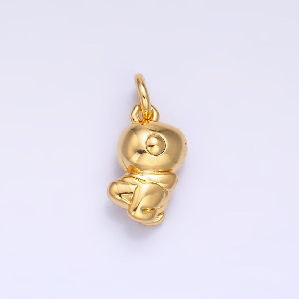 24K Gold plated Dinosaur Multidimensional 3D Charm in Gold & Silver | W874 - DLUXCA