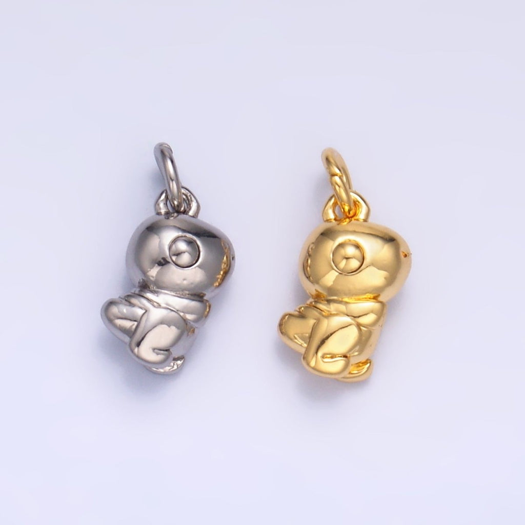 24K Gold plated Dinosaur Multidimensional 3D Charm in Gold & Silver | W874 - DLUXCA