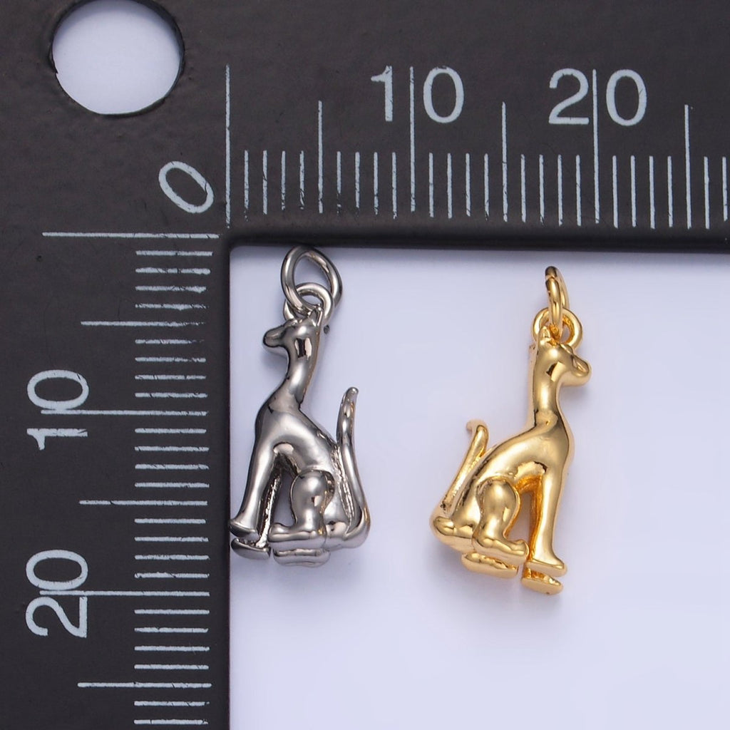 24K Gold plated Doberman Dog Pet 3D Multidimensional Charm in Gold & Silver | W207