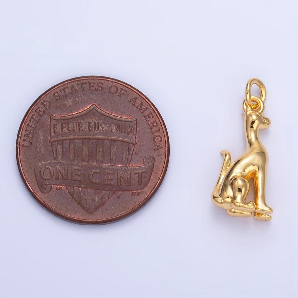 24K Gold plated Doberman Dog Pet 3D Multidimensional Charm in Gold & Silver | W207