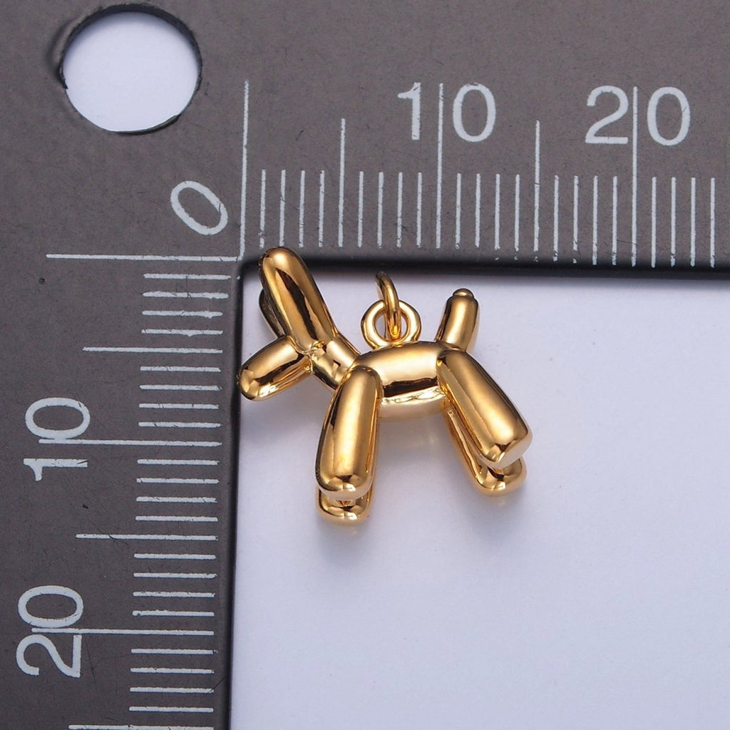 24K Gold plated Dog Balloon Animal Charm, Dainty Birthday Charm For DIY Jewelry Making | W-148 - DLUXCA