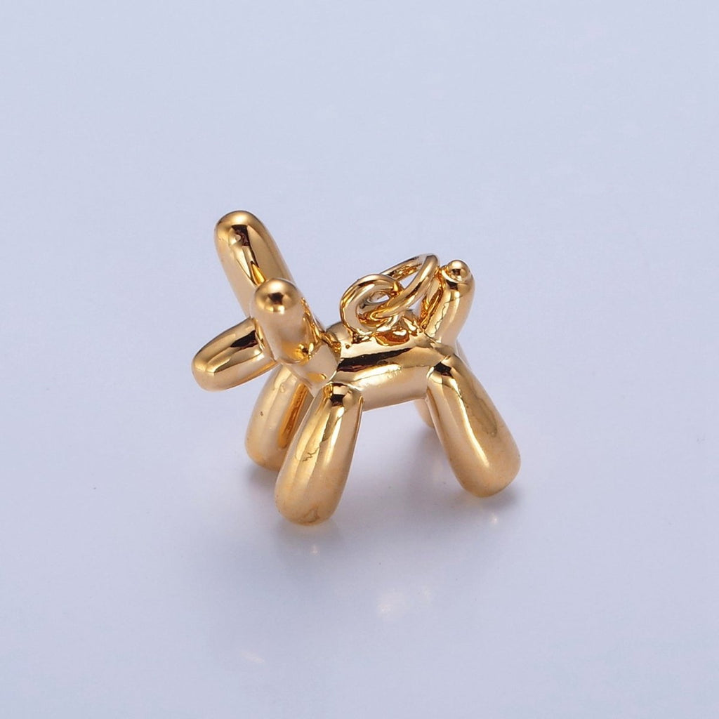24K Gold plated Dog Balloon Animal Charm, Dainty Birthday Charm For DIY Jewelry Making | W-148 - DLUXCA